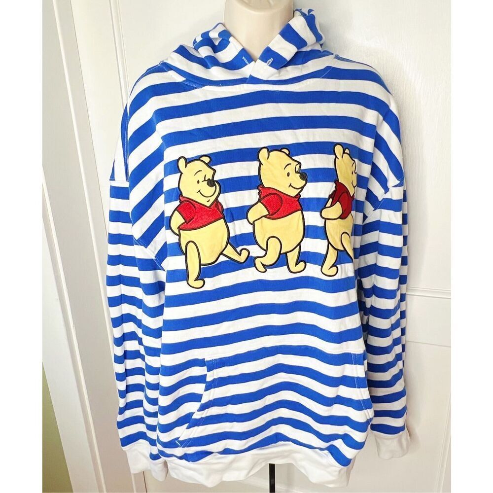 Disney Striped Winnie The Pooh Pullover Hoodie Size XL